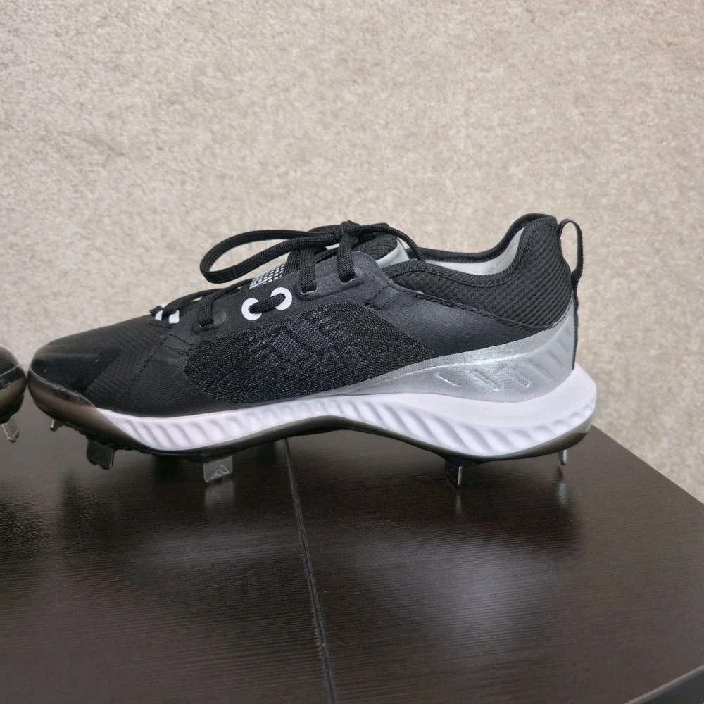 adidas Womens PureHustle Softball Metal Cleats Black White Silver‎ EG5634 Size 7